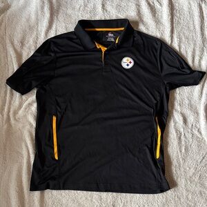 Black Polo Shirt with Embroidered Steelers Logo